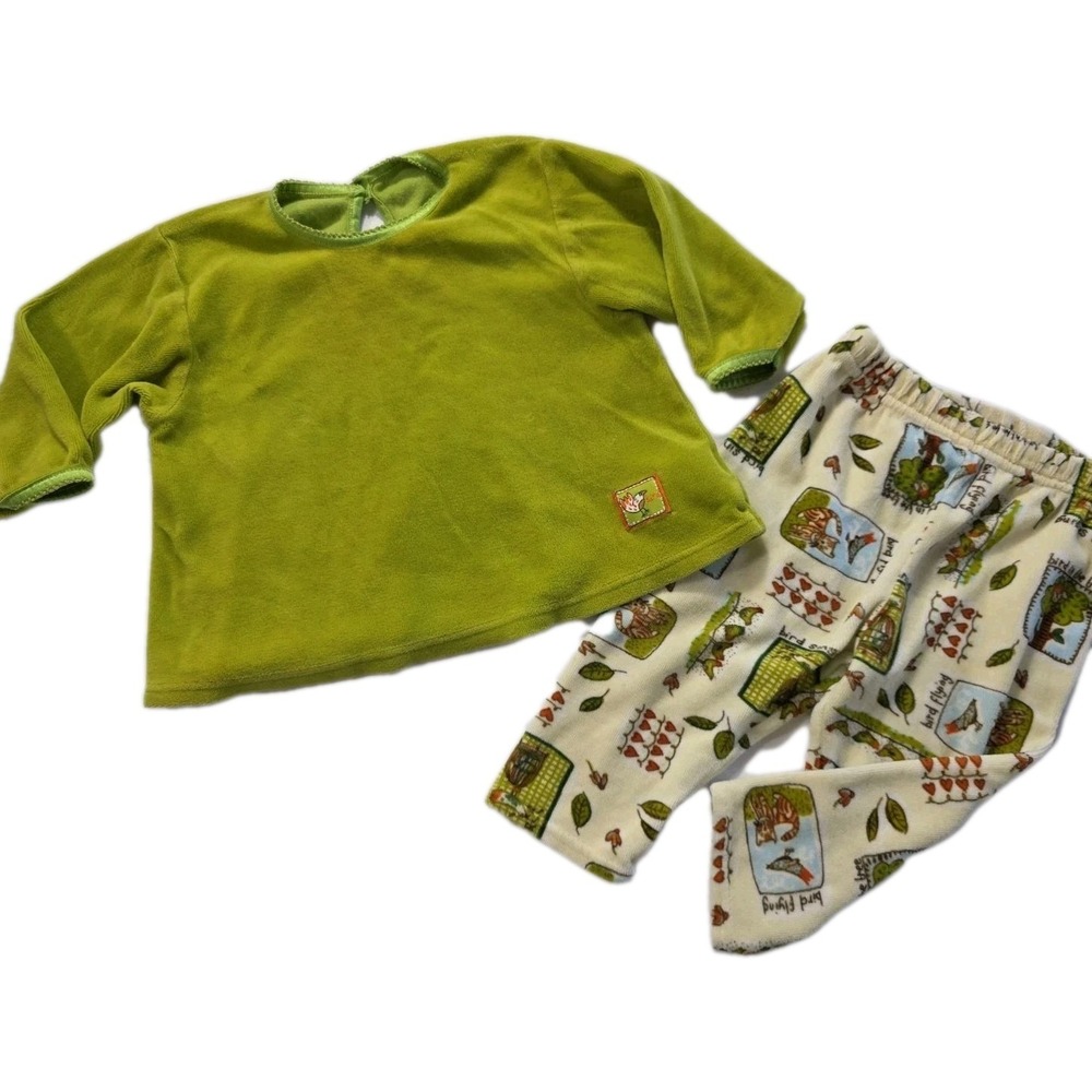 Mothercare Baby Pajama Set 6-12 Months Green Top Print Pants Y2K Cotton